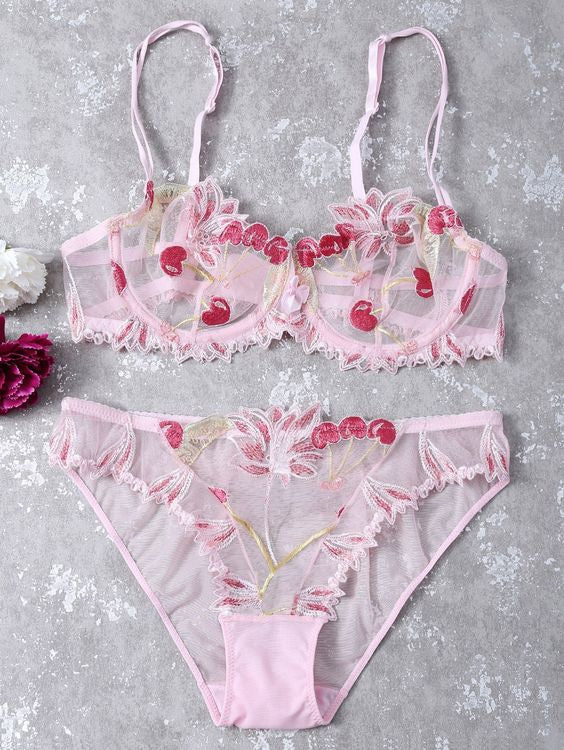 Little Cherry Lingerie Set - bra, bras, brasier, cherries, cherry