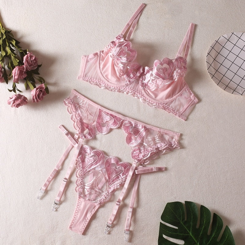 Lovecore Lingerie Set - bra, bra and panties, brasier, heart lingerie, hearts