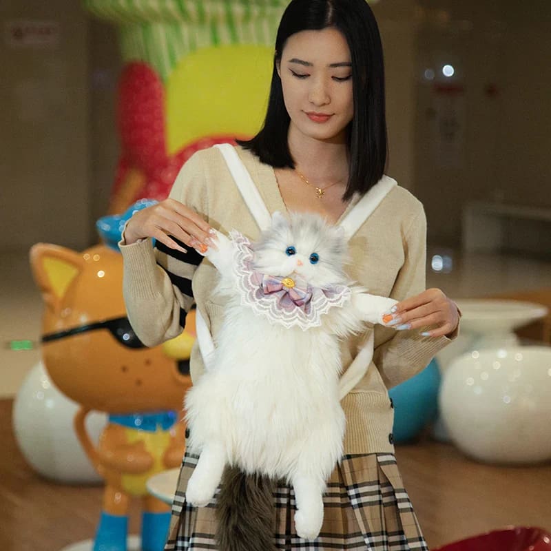 Luxury Simulated Kitten Cat Plush Backpack Bag