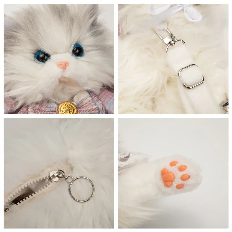 Luxury Simulated Kitten Cat Plush Backpack Bag