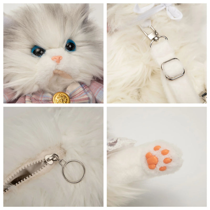 Luxury Simulated Kitten Cat Plush Backpack Bag