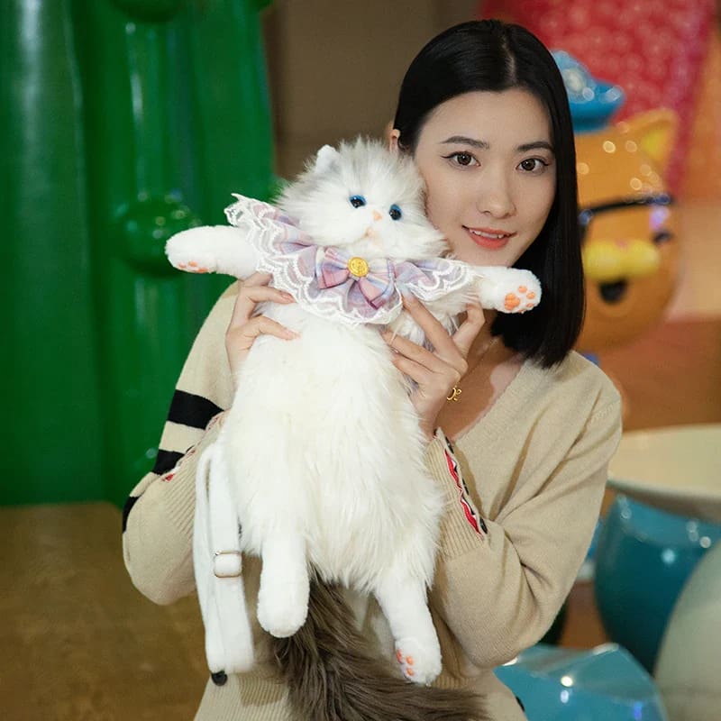 Luxury Simulated Kitten Cat Plush Backpack Bag