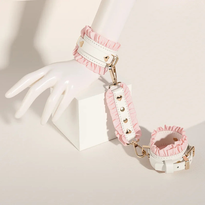 Luxury Vegan Leather White & Pink Bondage Play Set