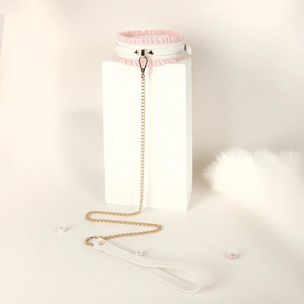 Luxury Vegan Leather White & Pink Bondage Play Set