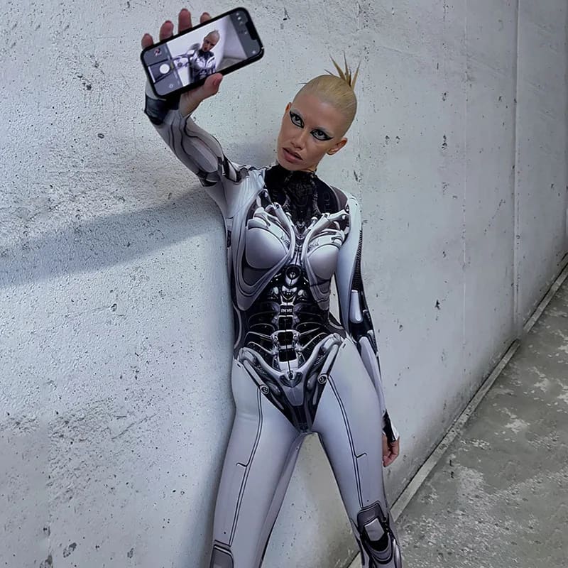 Mechanical Tech Skeleton Bodysuit Full Length Halloween Cosplay