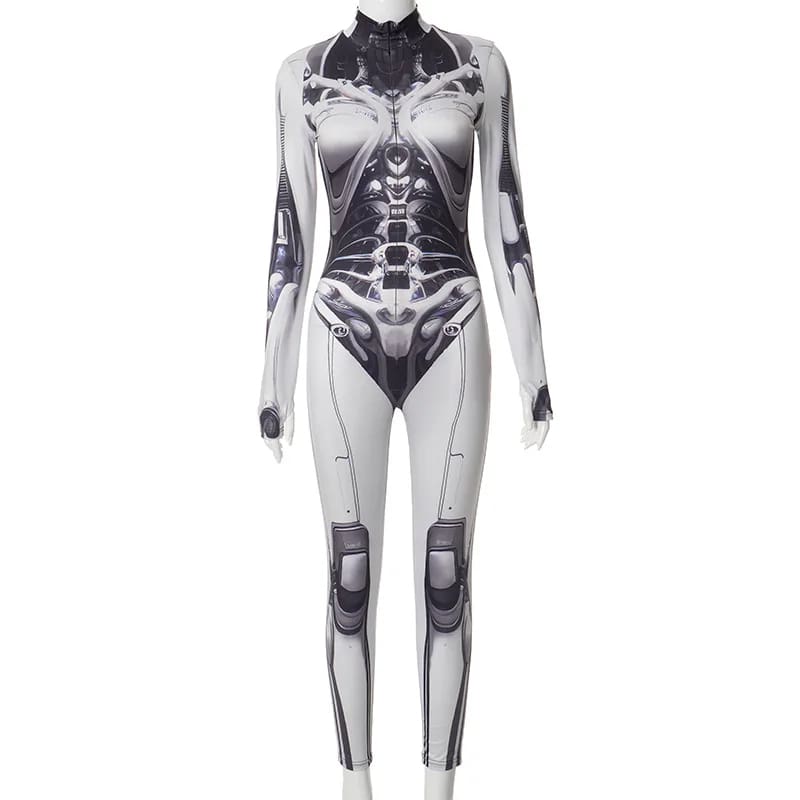 Mechanical Tech Skeleton Bodysuit Full Length Halloween Cosplay