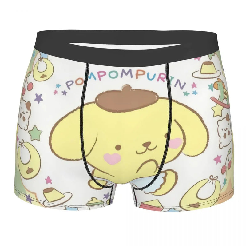 Mens Pudding Dog Pompompurin Kawaii Boxer Shorts Briefs