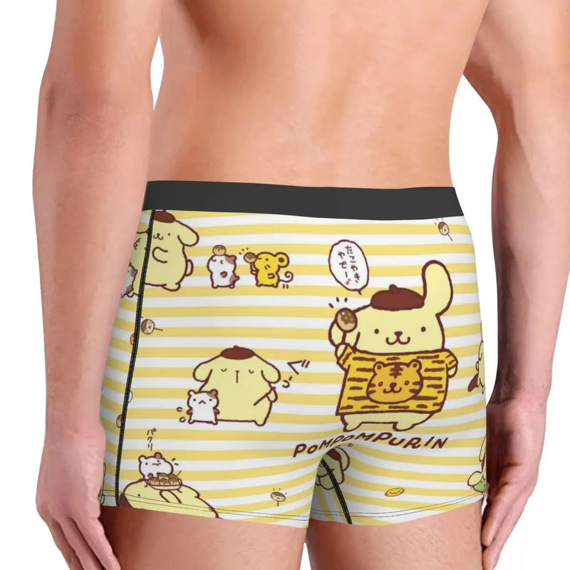 Mens Pudding Dog Pompompurin Kawaii Boxer Shorts Briefs