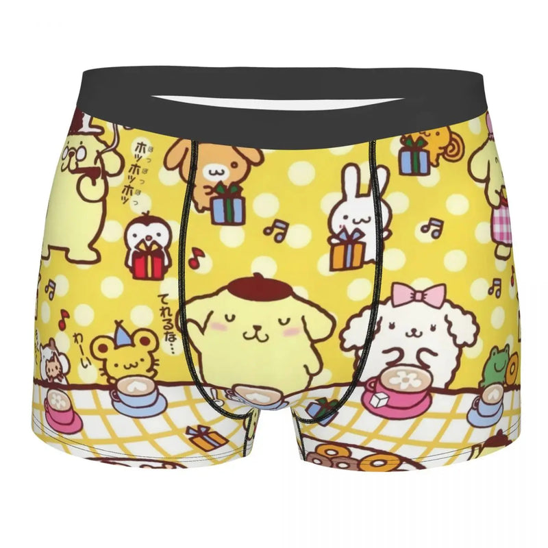 Mens Pudding Dog Pompompurin Kawaii Boxer Shorts Briefs