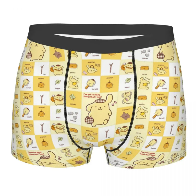 Mens Pudding Dog Pompompurin Kawaii Boxer Shorts Briefs