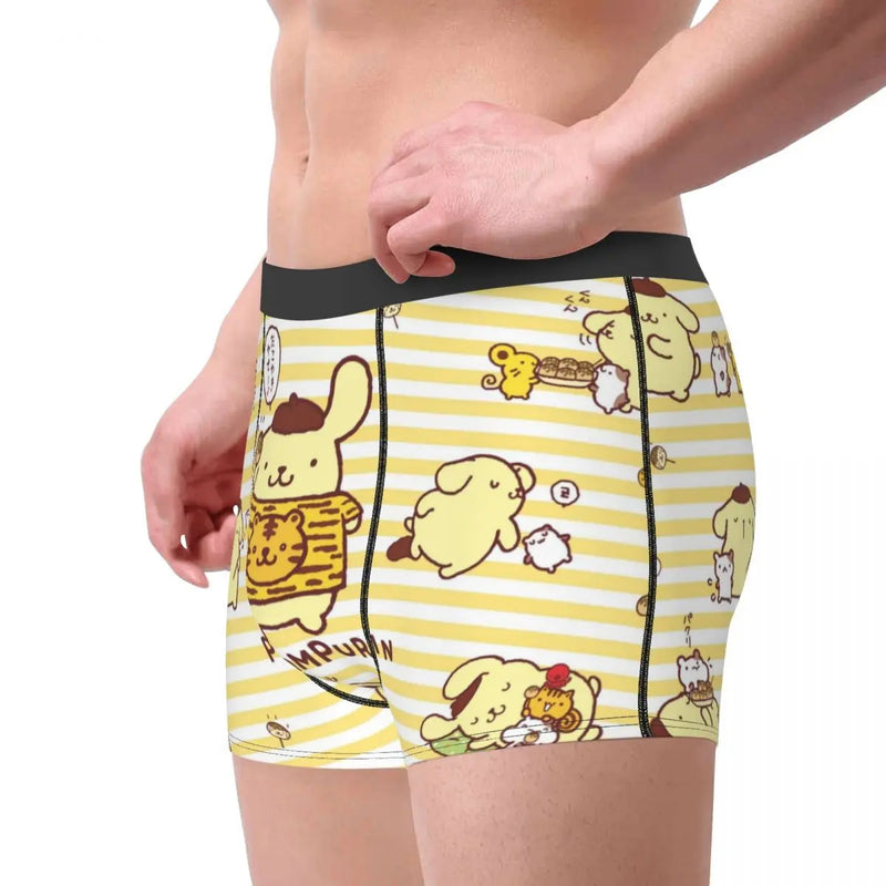 Mens Pudding Dog Pompompurin Kawaii Boxer Shorts Briefs