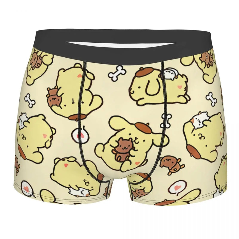 Mens Pudding Dog Pompompurin Kawaii Boxer Shorts Briefs