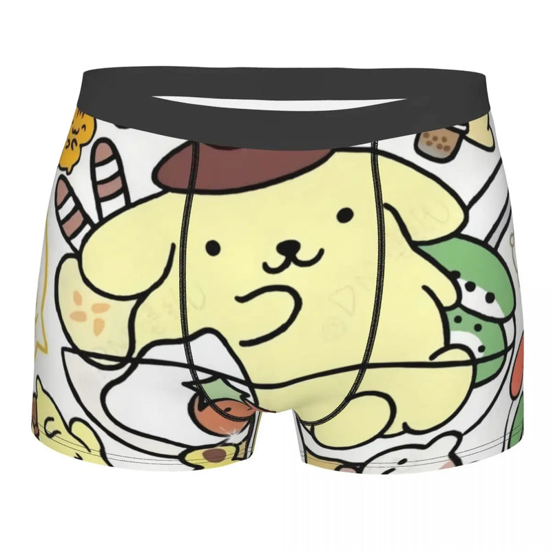 Mens Pudding Dog Pompompurin Kawaii Boxer Shorts Briefs