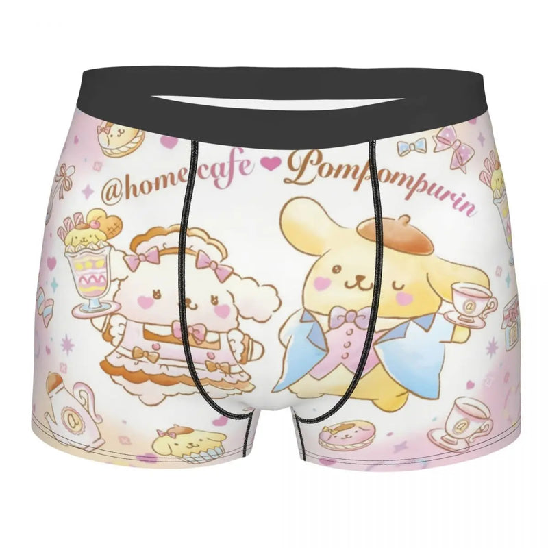 Mens Pudding Dog Pompompurin Kawaii Boxer Shorts Briefs