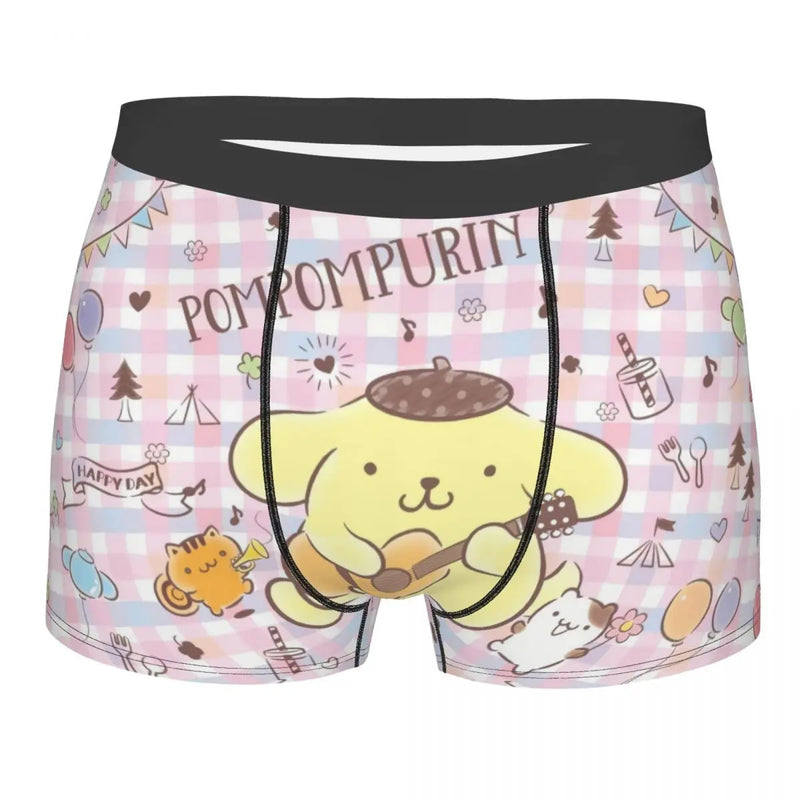 Mens Pudding Dog Pompompurin Kawaii Boxer Shorts Briefs