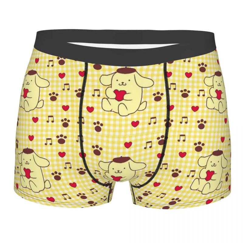 Mens Pudding Dog Pompompurin Kawaii Boxer Shorts Briefs