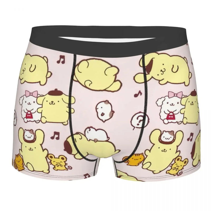 Mens Pudding Dog Pompompurin Kawaii Boxer Shorts Briefs