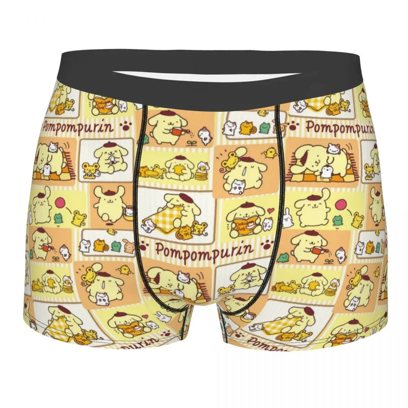 Mens Pudding Dog Pompompurin Kawaii Boxer Shorts Briefs