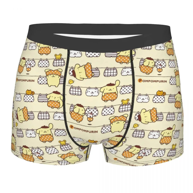 Mens Pudding Dog Pompompurin Kawaii Boxer Shorts Briefs