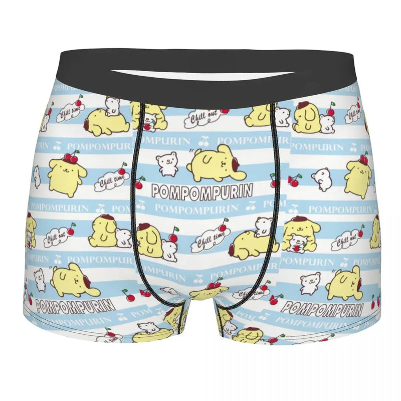 Mens Pudding Dog Pompompurin Kawaii Boxer Shorts Briefs