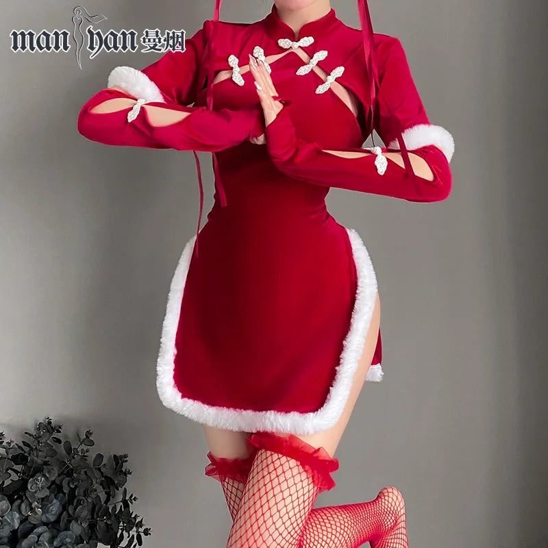 Merry Christmas Cheongsam Holiday Soft Kawaii Dress Cosplay