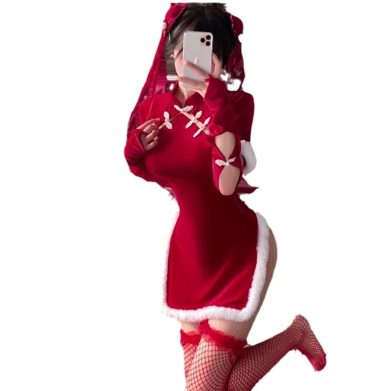 Merry Christmas Cheongsam Holiday Soft Kawaii Dress Cosplay