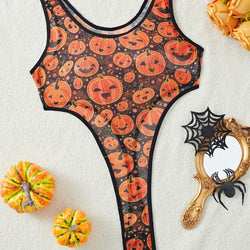 Micro Sheer Halloween Thong Bodysuit