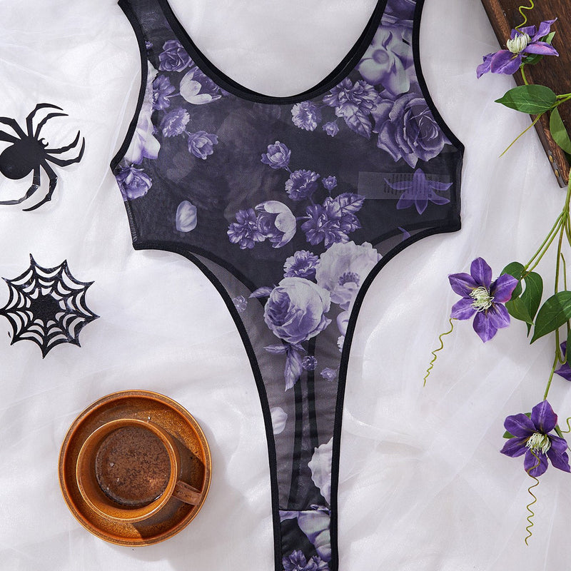 Micro Sheer Halloween Thong Bodysuit