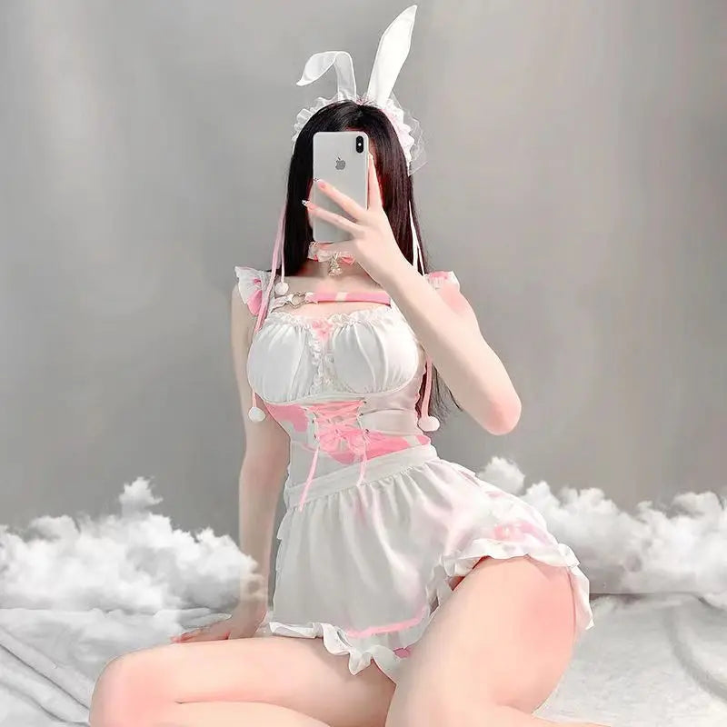 Milk Maid Cosplay Dress - White / One Size / Other - cow, dresses, lingerie, lingerie set