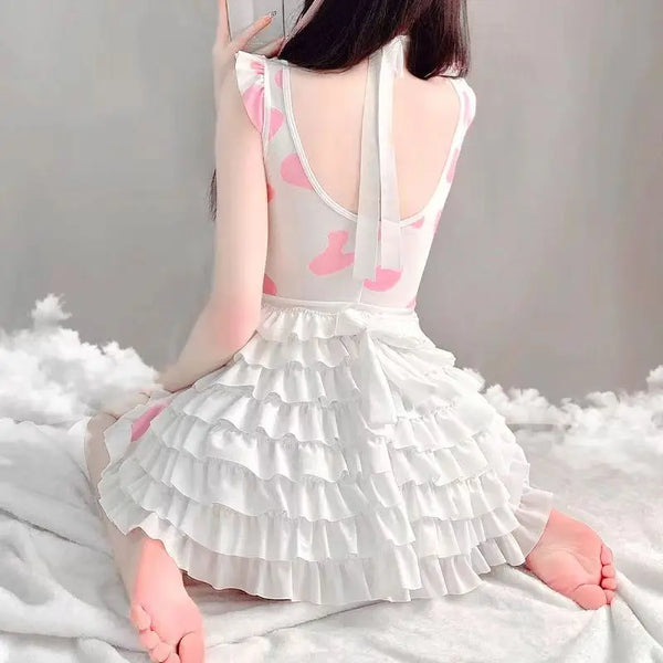 Milk Maid Cosplay Dress - White / One Size / Other - cow, dresses, lingerie, lingerie set