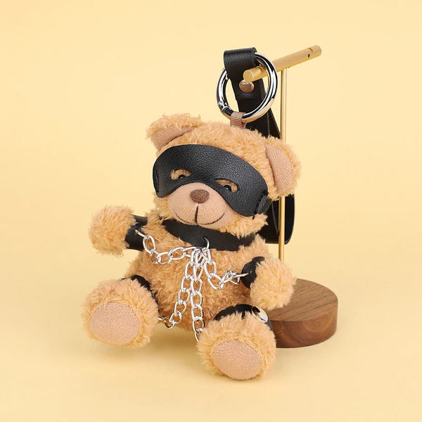 Naughty Spicy Blindfolded Chain Teddy Bear Keychain Plush