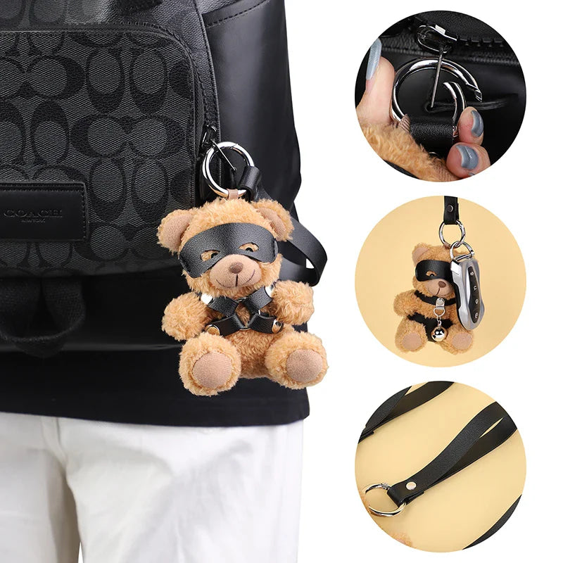 Naughty Spicy Blindfolded Chain Teddy Bear Keychain Plush