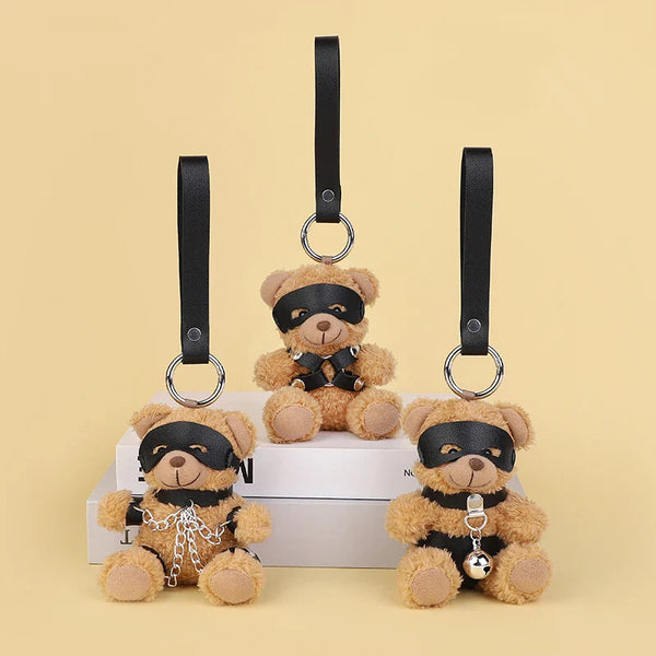 Naughty Spicy Blindfolded Chain Teddy Bear Keychain Plush