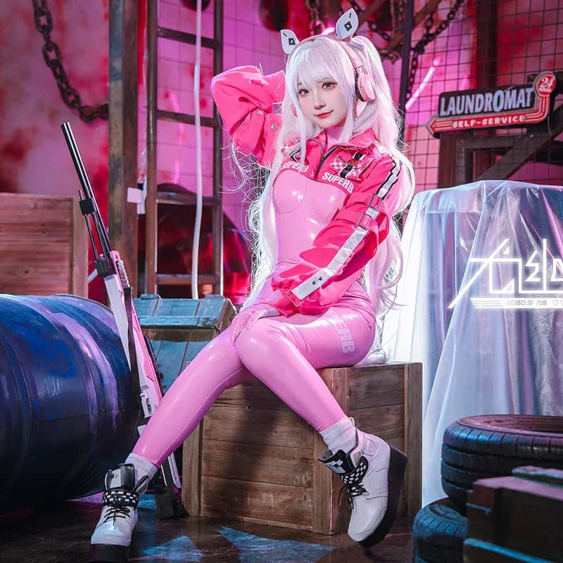 Nikke Alice Goddess of Victory Pink Latex Cosplay Set