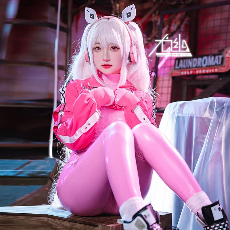 Nikke Alice Goddess of Victory Pink Latex Cosplay Set