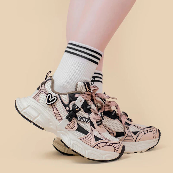 Pastel Goth Baby Sneakers - 5 - anime, cute, footwear, kawaii, lace up