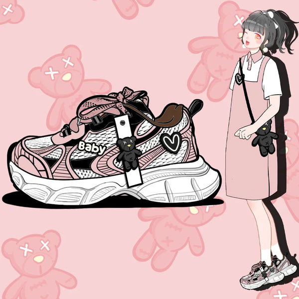 Pastel Goth Baby Sneakers - anime, cute, footwear, kawaii, lace up