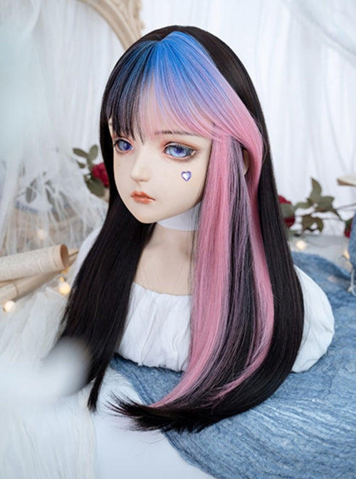 Pastel Goth Money Piece Wig - bangs, brown wig, cosplay, fringe, hair