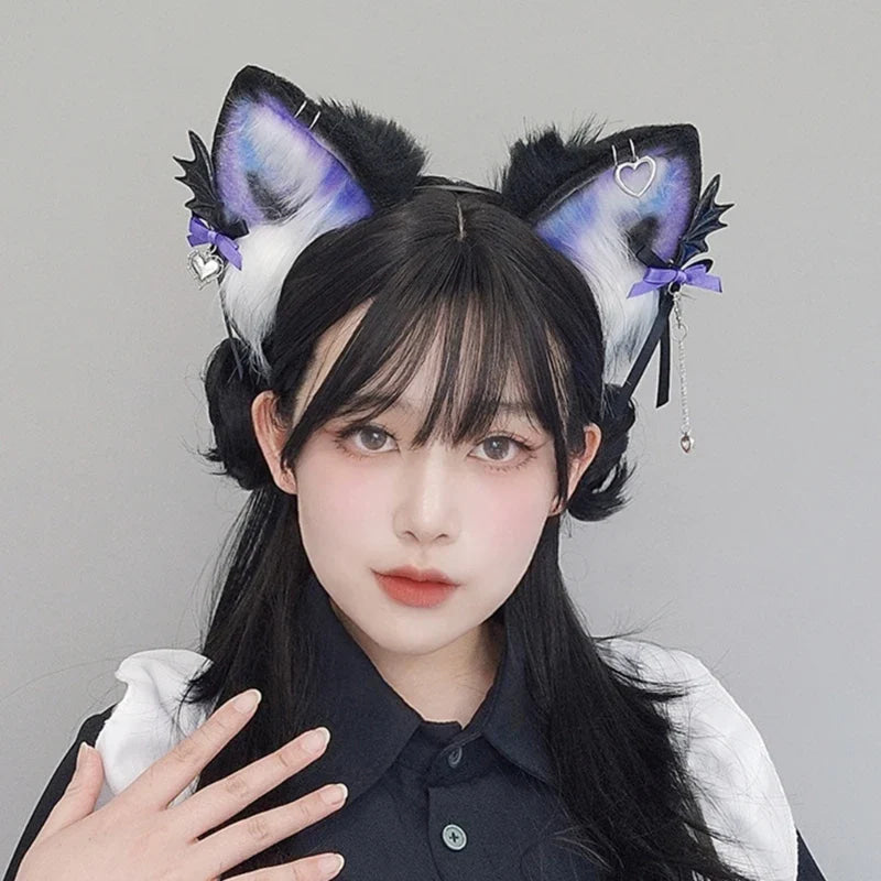 Pastel Goth Pierced Fox/Neko Ears - alternative fashion, cat ears, fox hairband, headband