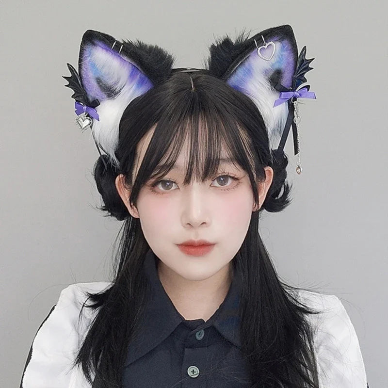 Pastel Goth Pierced Fox/Neko Ears - alternative fashion, cat ears, fox hairband, headband