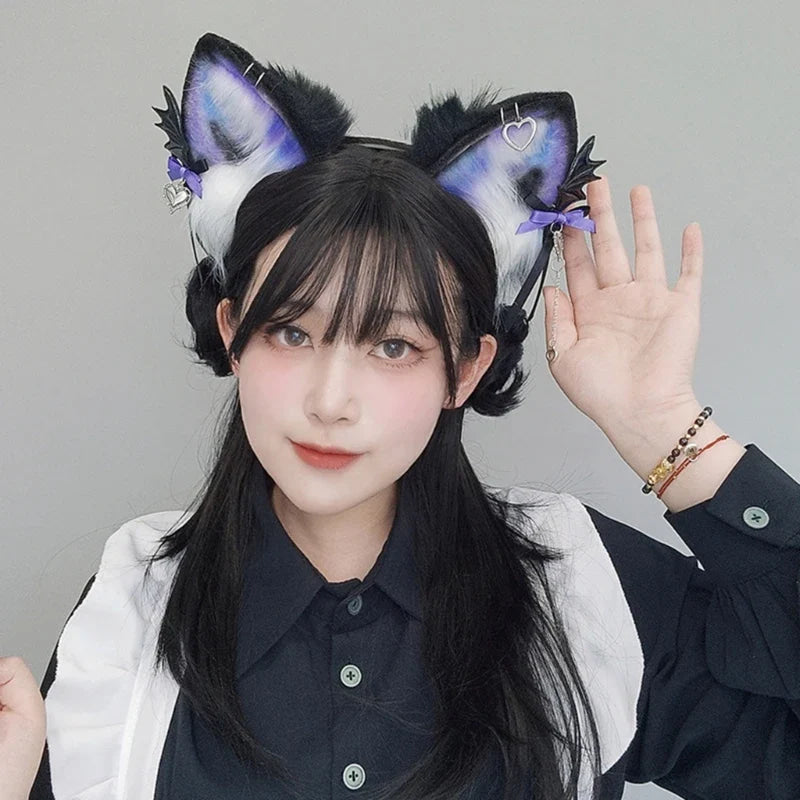 Pastel Goth Pierced Fox/Neko Ears - alternative fashion, cat ears, fox hairband, headband