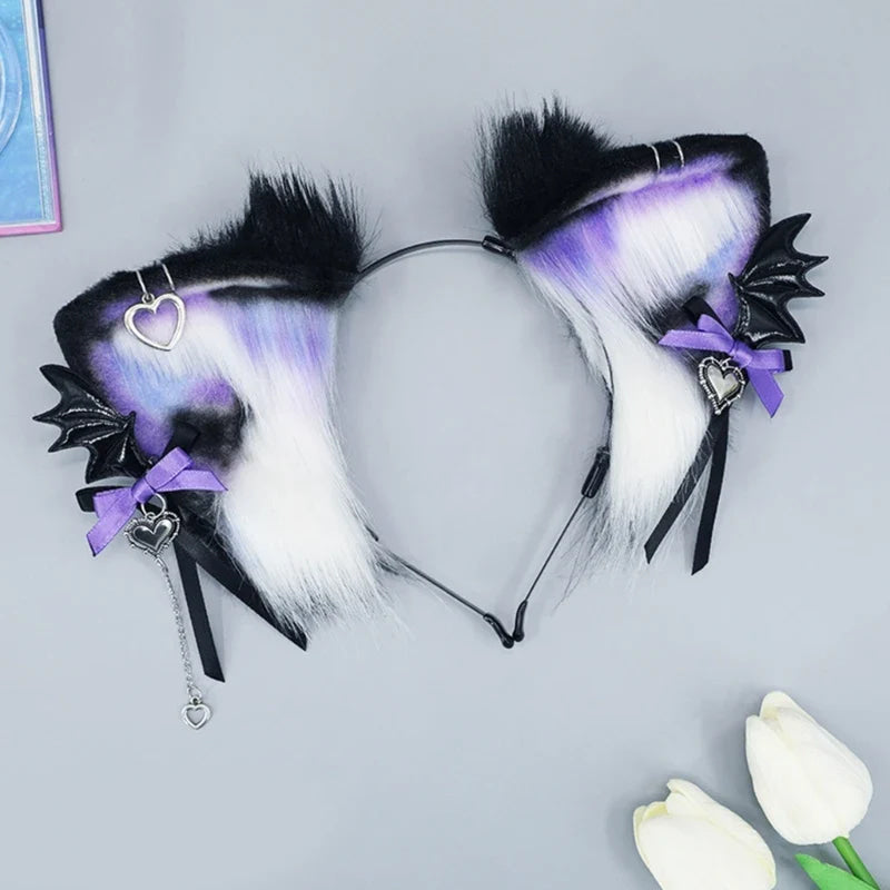 Pastel Goth Pierced Fox/Neko Ears - alternative fashion, cat ears, fox hairband, headband