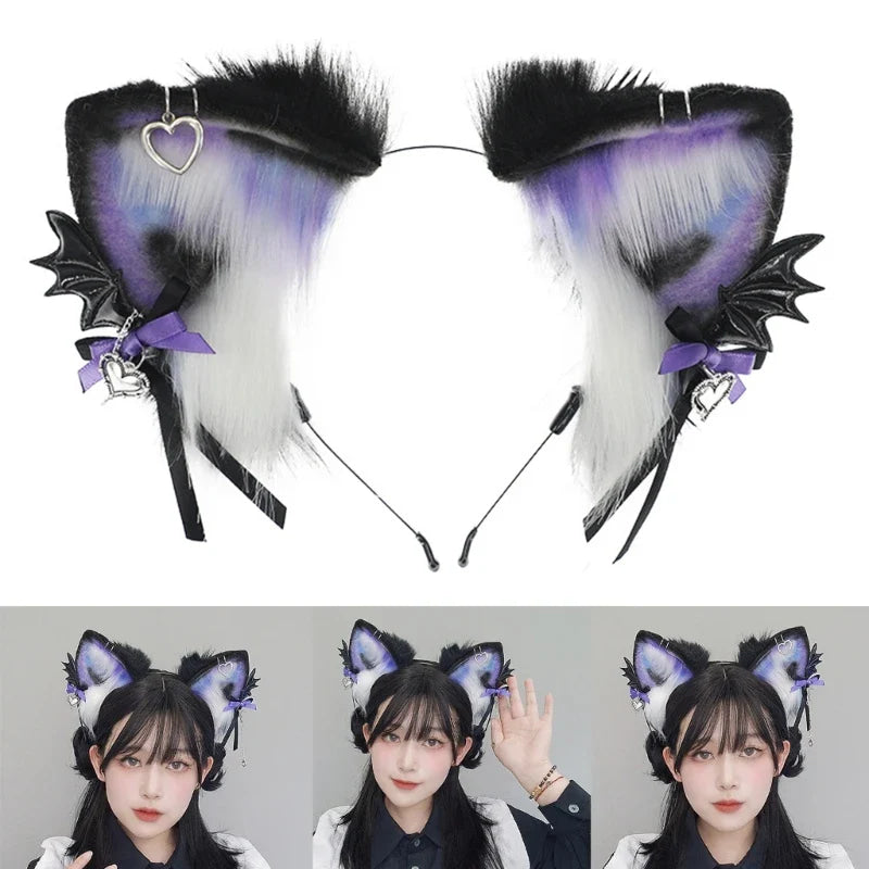 Pastel Goth Pierced Fox/Neko Ears - alternative fashion, cat ears, fox hairband, headband