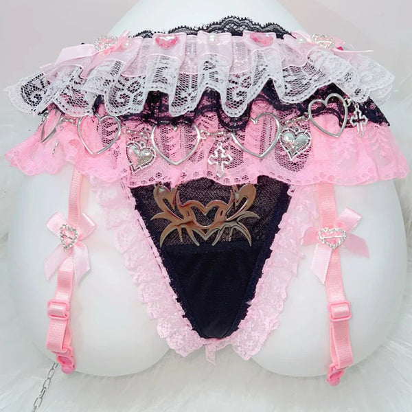 Pastel Goth Punk Rock Lace Garter Belt Harness Lingerie