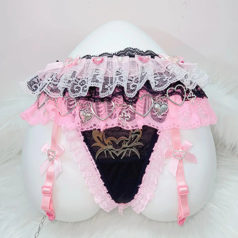 Pastel Goth Punk Rock Lace Garter Belt Harness Lingerie