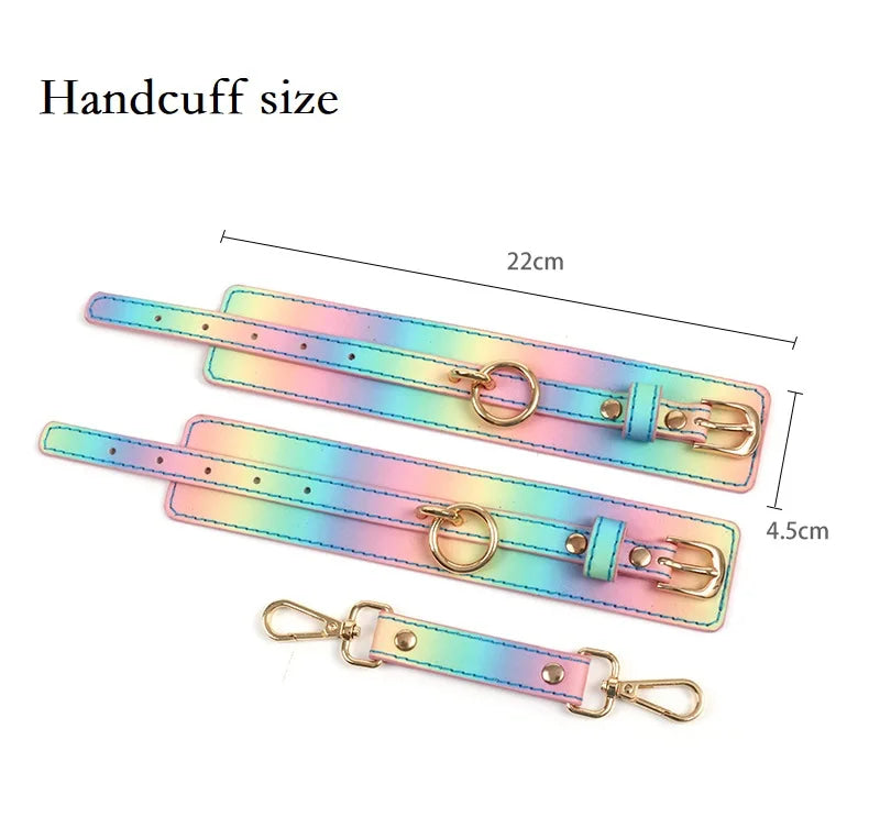 Pastel Rainbow Cuffs - gay pride, hand cuffs, handcuffs, rainbow, vegan