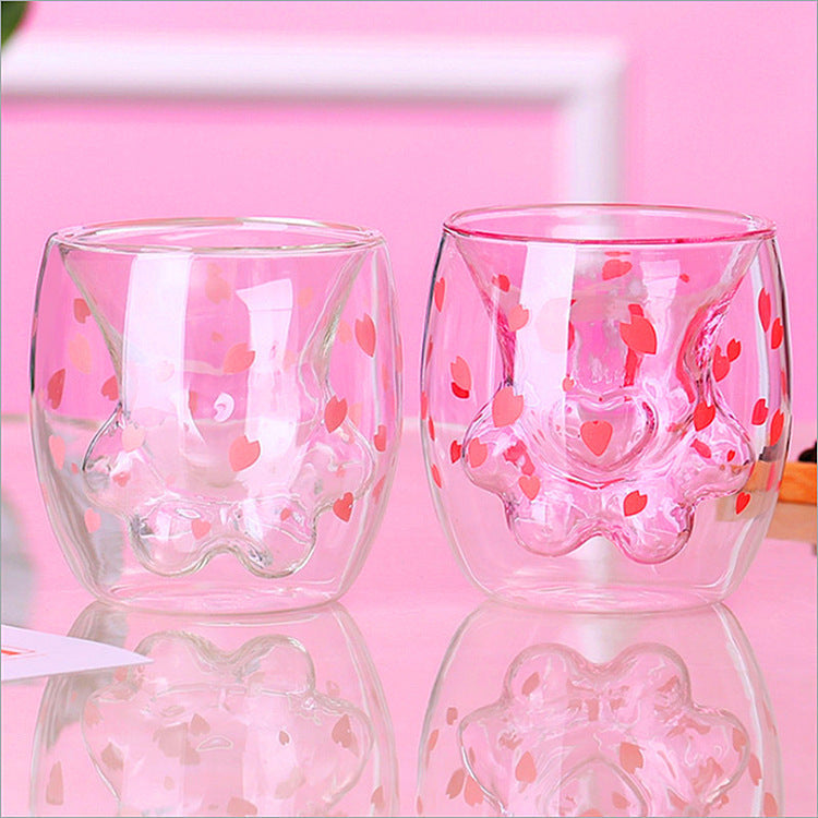 Paw Print 3D Cup - cats, cherry blossom, drinkware, kawaii, kitchenware