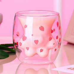 Paw Print 3D Cup - cats, cherry blossom, drinkware, kawaii, kitchenware