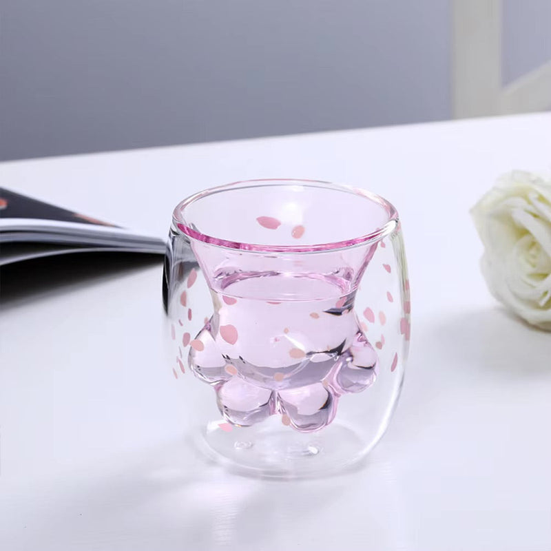 Paw Print 3D Cup - cats, cherry blossom, drinkware, kawaii, kitchenware