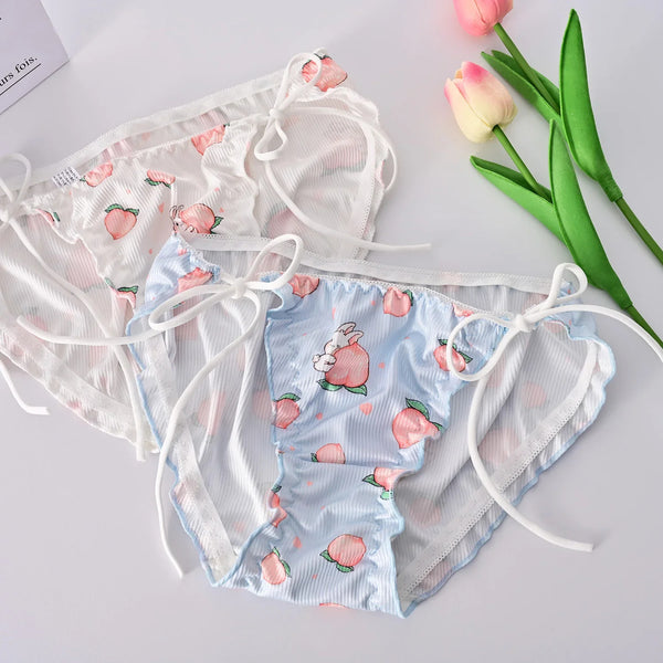 Peach Bunny Perfection Panties - bunny rabbit, lingerie, panties, peach, undies